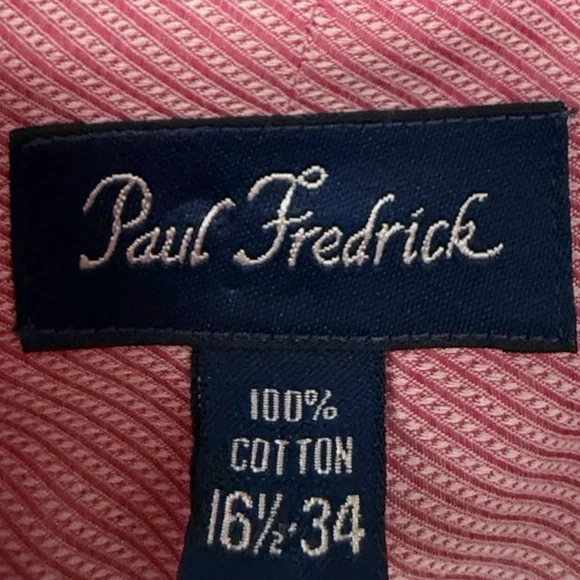 Paul Fredrick men’s size 16.5 34 button front dress shirt cufflinks rose pink - Picture 2 of 3